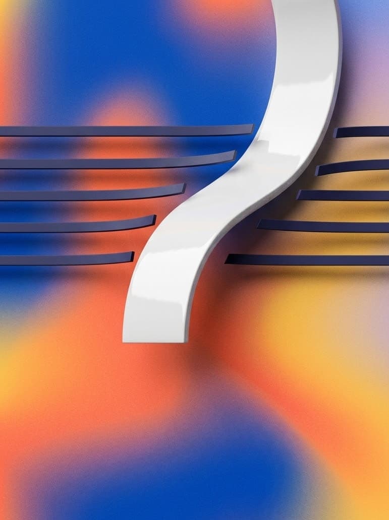 A white ribbon curving upward through rows of horizontal bars