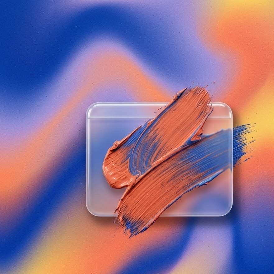 Coral paint brushed across a glass panel