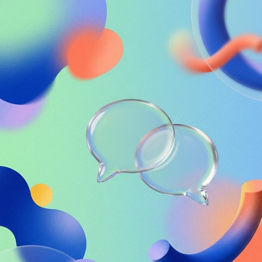 Two clear speech bubbles overlapping